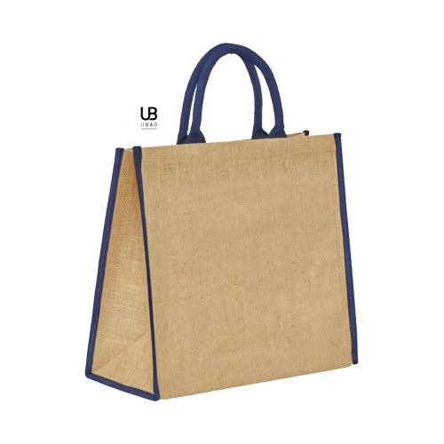 SAC SHOPPING EN JUTE AVEC ANSES ET PIPING COULEURS EN COTON : NAXOS