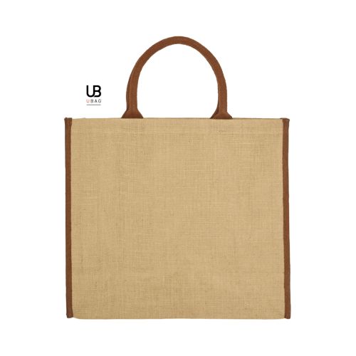 SAC SHOPPING EN JUTE AVEC ANSES ET PIPING COULEURS EN COTON : NAXOS
