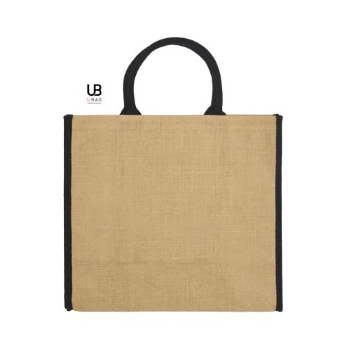SAC SHOPPING EN JUTE AVEC ANSES ET PIPING COULEURS EN COTON : NAXOS