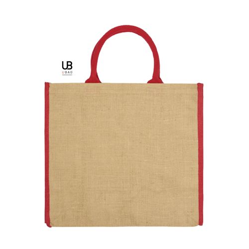 SAC SHOPPING EN JUTE AVEC ANSES ET PIPING COULEURS EN COTON : NAXOS