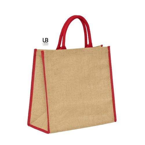 SAC SHOPPING EN JUTE AVEC ANSES ET PIPING COULEURS EN COTON : NAXOS