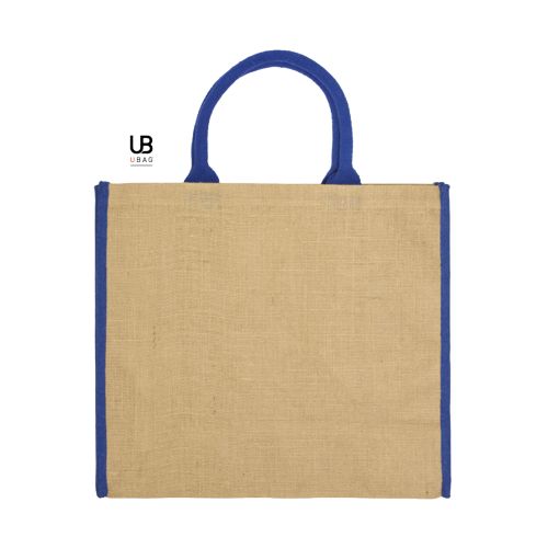 SAC SHOPPING EN JUTE AVEC ANSES ET PIPING COULEURS EN COTON : NAXOS