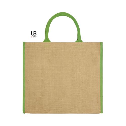 SAC SHOPPING EN JUTE AVEC ANSES ET PIPING COULEURS EN COTON : NAXOS