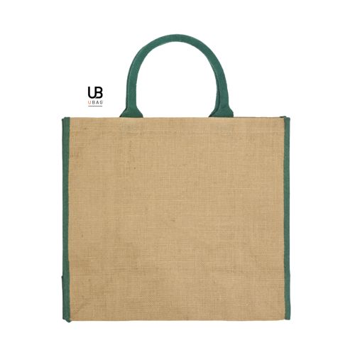 SAC SHOPPING EN JUTE AVEC ANSES ET PIPING COULEURS EN COTON : NAXOS
