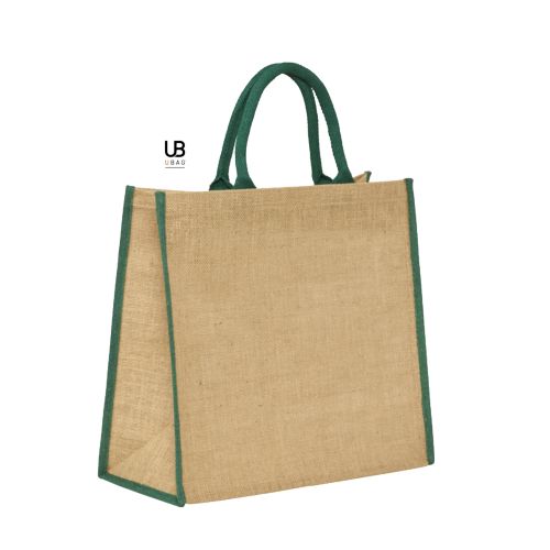 SAC SHOPPING EN JUTE AVEC ANSES ET PIPING COULEURS EN COTON : NAXOS
