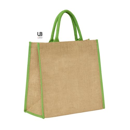 SAC SHOPPING EN JUTE AVEC ANSES ET PIPING COULEURS EN COTON : NAXOS