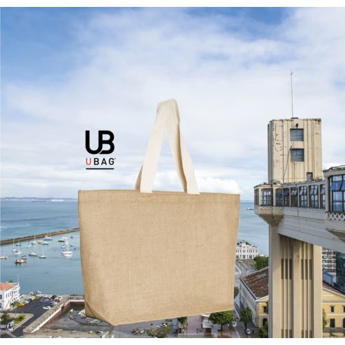 SAC SHOPPING EN JUTE AVEC ANSES EN COTON PLATES : BAÏA - 4
