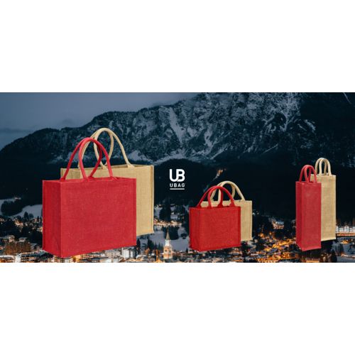SAC BOUTEILLE EN JUTE SCINTILLANTE LUREX AVEC ANSES RONDES : VIENNA