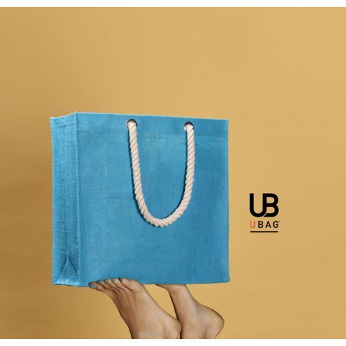 SAC SHOPPING EN JUTE AVEC POIGNÉES CORDE ET PETITE POCHETTE EN JUTE : ROMA