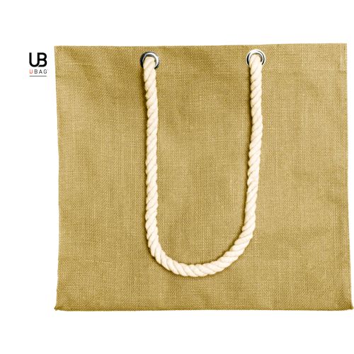 SAC SHOPPING EN JUTE AVEC POIGNÉES CORDE ET PETITE POCHETTE EN JUTE : ROMA
