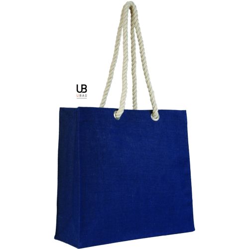 SAC SHOPPING EN JUTE AVEC POIGNÉES CORDE ET PETITE POCHETTE EN JUTE : ROMA