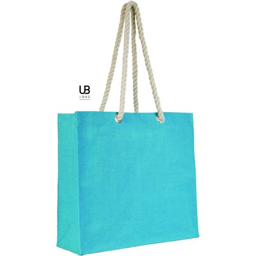 SAC SHOPPING EN JUTE AVEC POIGNÉES CORDE ET PETITE POCHETTE EN JUTE : ROMA