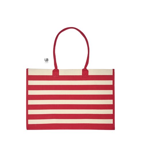 SAC SHOPPING ZIPPÉ 340GRS COTON CANVAS LAMINÉ AVEC FOND RIGIDE AMOVIBLE : CROISETTE - 2