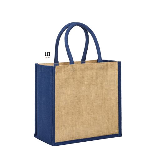 SAC SHOPPING JUTE AVEC ANSES ET SOUFFLETS DE COULEURS : BRASILIA