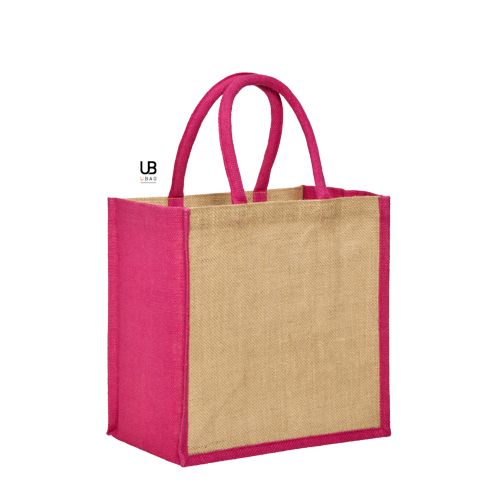 SAC SHOPPING JUTE AVEC ANSES ET SOUFFLETS DE COULEURS : BRASILIA