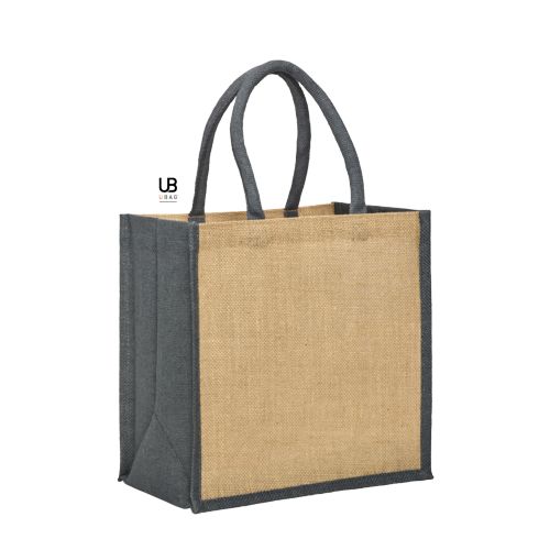 SAC SHOPPING JUTE AVEC ANSES ET SOUFFLETS DE COULEURS : BRASILIA