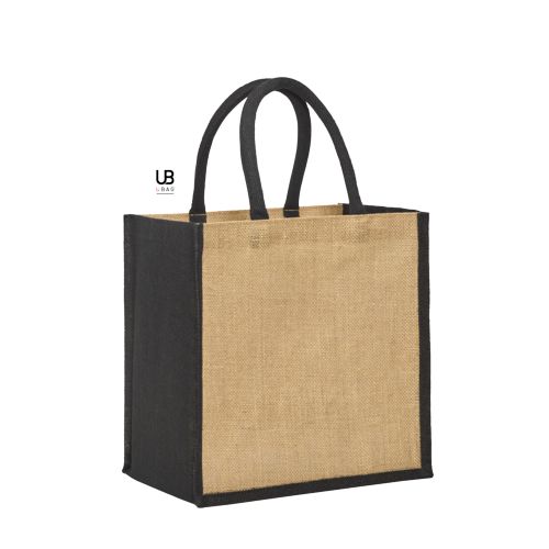 SAC SHOPPING JUTE AVEC ANSES ET SOUFFLETS DE COULEURS : BRASILIA