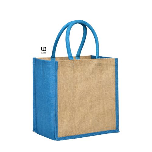 SAC SHOPPING JUTE AVEC ANSES ET SOUFFLETS DE COULEURS : BRASILIA