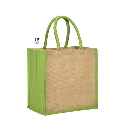 SAC SHOPPING JUTE AVEC ANSES ET SOUFFLETS DE COULEURS : BRASILIA