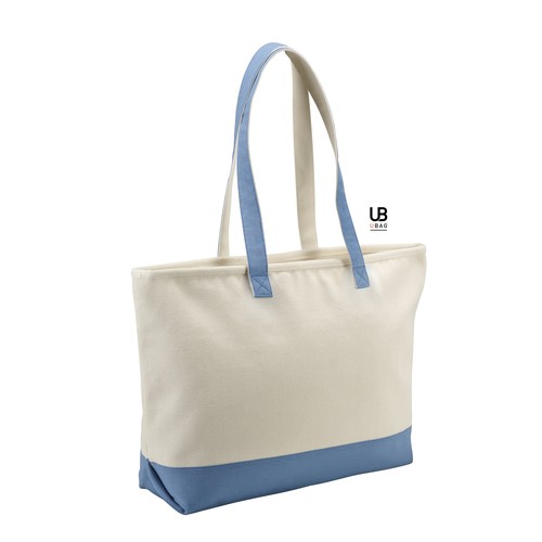 GRAND SAC SHOPPING DOUBLE ZIPPE BI-COULEUR 630GRS COTON : ANTIGUA