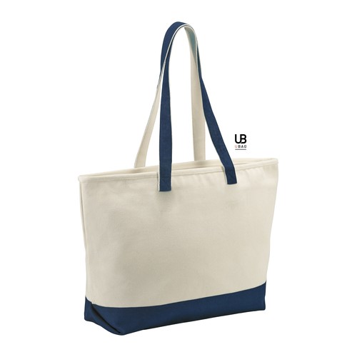 GRAND SAC SHOPPING DOUBLE ZIPPE BI-COULEUR 630GRS COTON : ANTIGUA