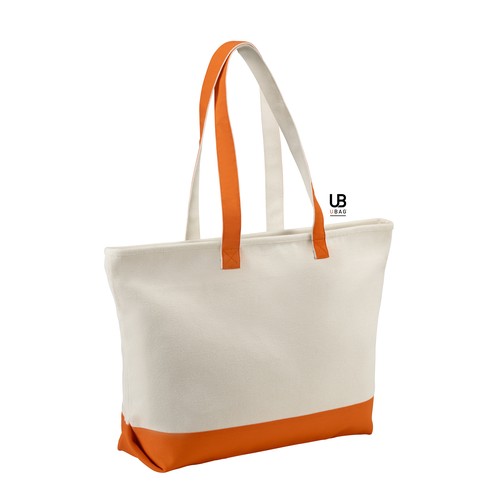 GRAND SAC SHOPPING DOUBLE ZIPPE BI-COULEUR 630GRS COTON : ANTIGUA