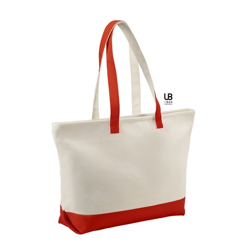GRAND SAC SHOPPING DOUBLE ZIPPE BI-COULEUR 630GRS COTON : ANTIGUA - 1