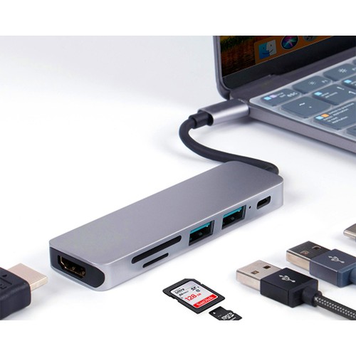 6-in-1 USB-C Hub with PD/USB and Video Interface 6-in-1 USB-C Hub with PD/USB and Video Interface