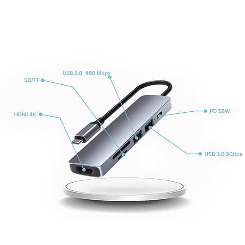 6-in-1 USB-C Hub with PD/USB and Video Interface 6-in-1 USB-C Hub with PD/USB and Video Interface