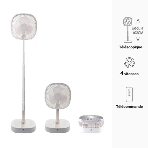 Ventilateur téléscopique sans fil avec télécommande