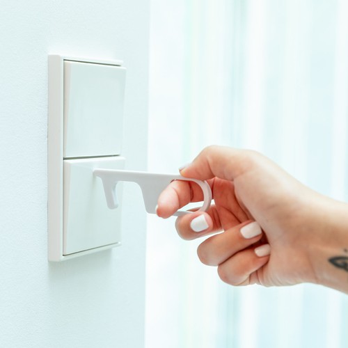 white Llavero Antibacteriano Anticontact Riken