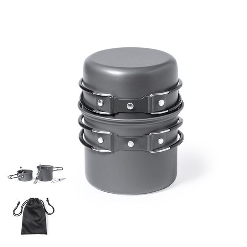 black Set Menaje Camping Sondic