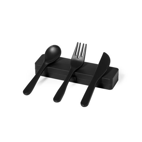 black Set Cubiertos Florax