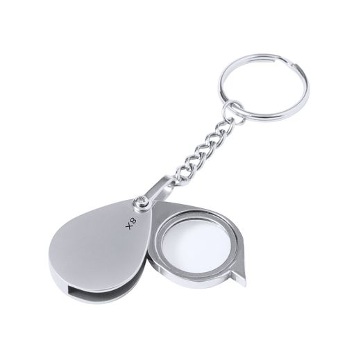 plateado Lupa Llavero Kitins 8X