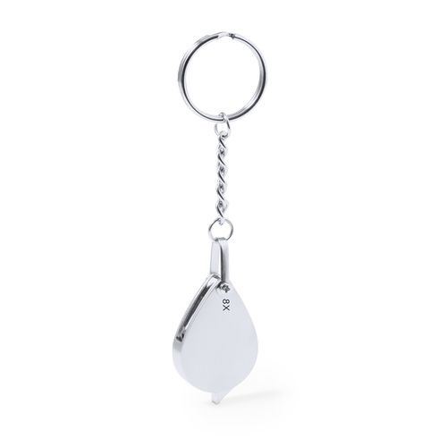 plateado Lupa Llavero Kitins 8X
