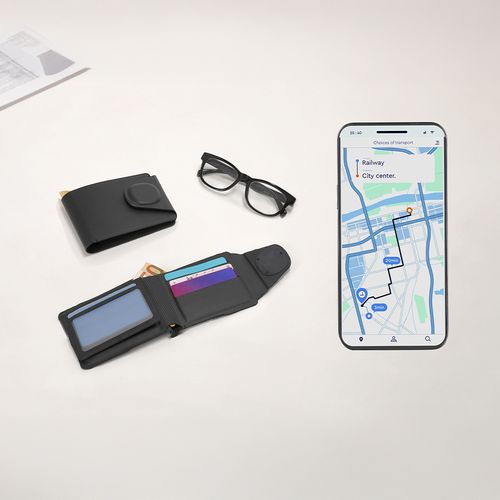 black Tarjetero Billetero Localizador Nairobix