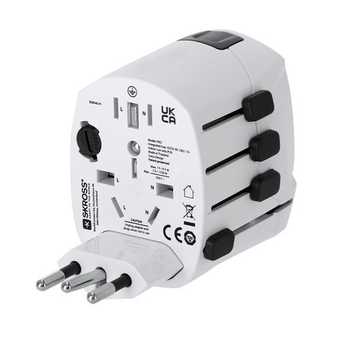 white Adaptador Viaje Universal Skross PRO 3-POLE
