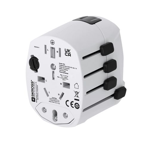 white Adaptador Viaje Universal Skross PRO 3-POLE