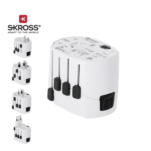 white Adaptador Viaje Universal Skross PRO 3-POLE