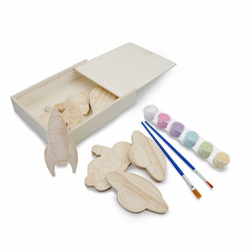 Set de blocs en bois pour la peinture, peintures et 2 pinceaux | Priya