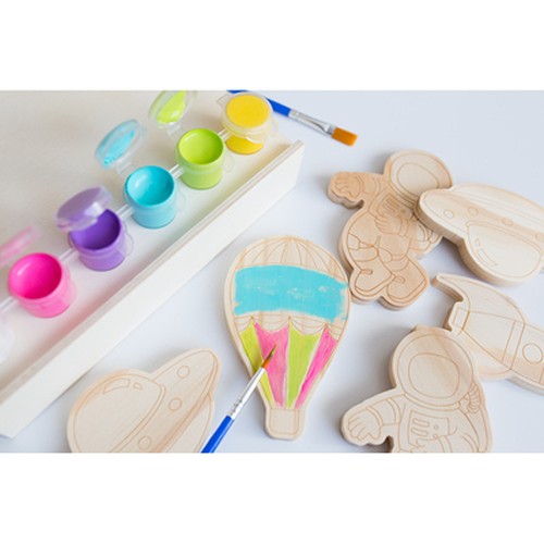 Set de blocs en bois pour la peinture, peintures et 2 pinceaux | Priya thumbnail 9