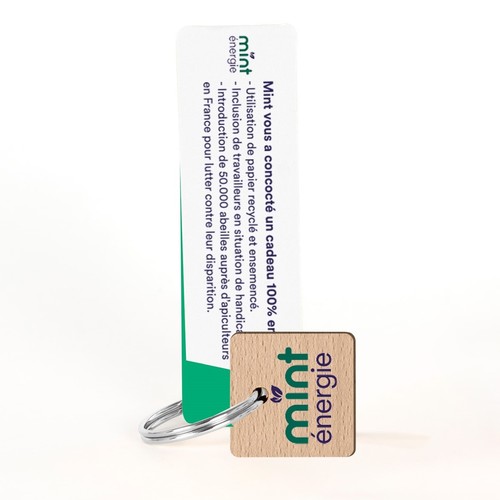 Porte-clés Sésame carré imprimé avec anneau direct et carte - 5