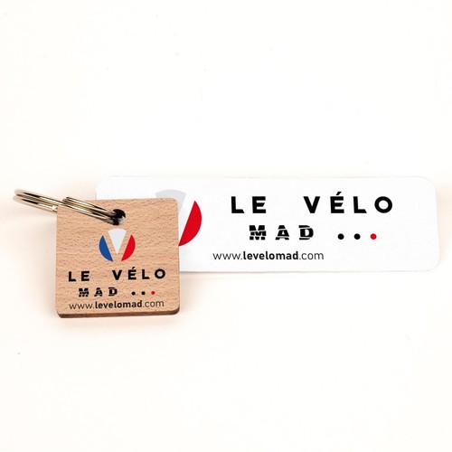 Porte-clés Sésame carré imprimé avec anneau direct et carte - 1