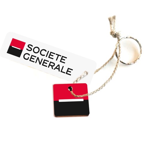 Porte-clés Sésame carré imprimé avec anneau, lien et carte - 1