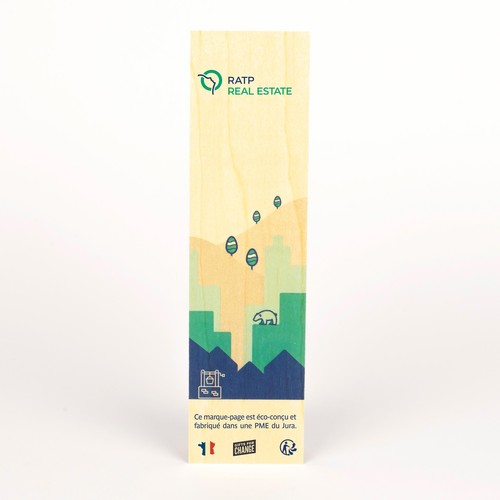 Marque page rectangulaire en bois imprimé