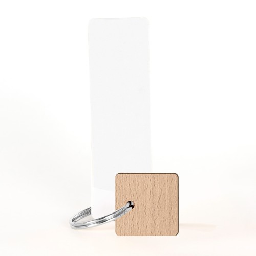 Porte-clés Sésame carré gravé avec anneau direct et carte - 2