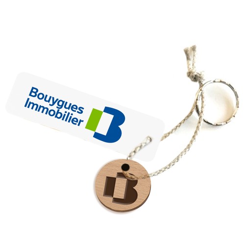 Porte-clés Sésame disque gravé avec anneau, lien et carte