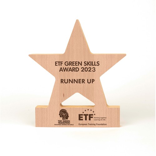 Trophée en bois étoile gravé - 1