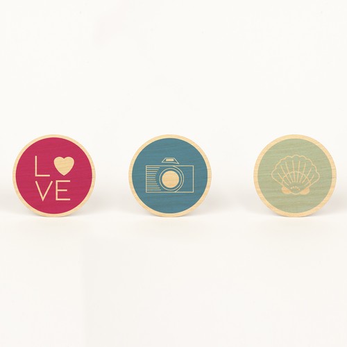 Sticker en bois Woodstick disque thumbnail 4