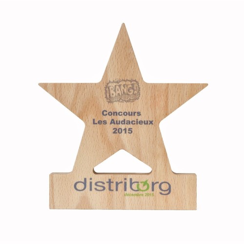 Trophée en bois étoile imprimé - 2